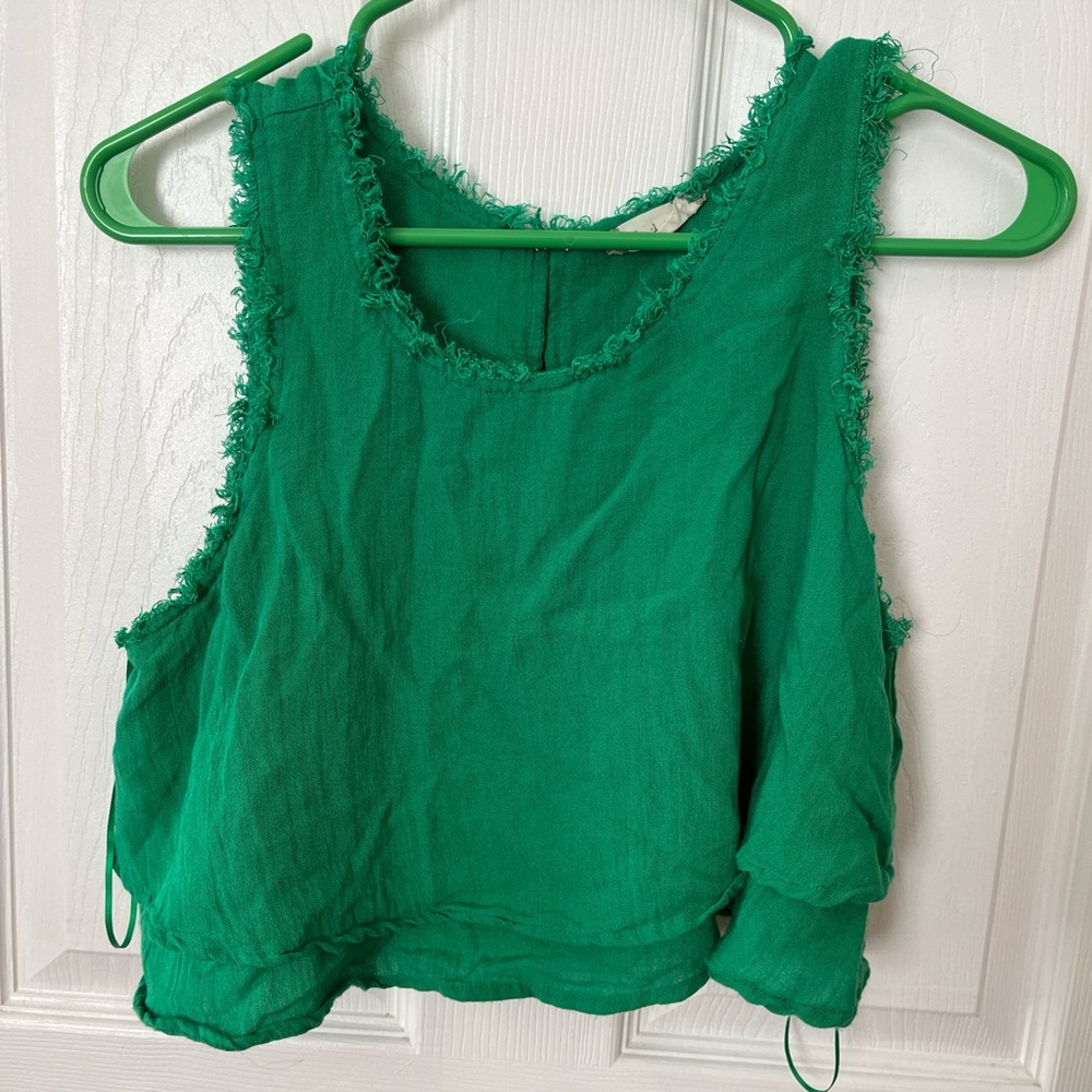 Altar'd State Vibrant Green Frayed Tank Top